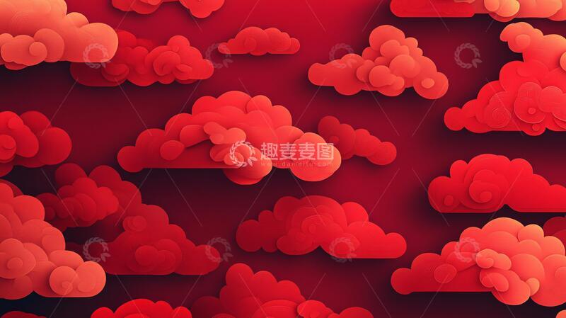 高清大图下载【趣麦麦图】红色云纹红色云朵背景