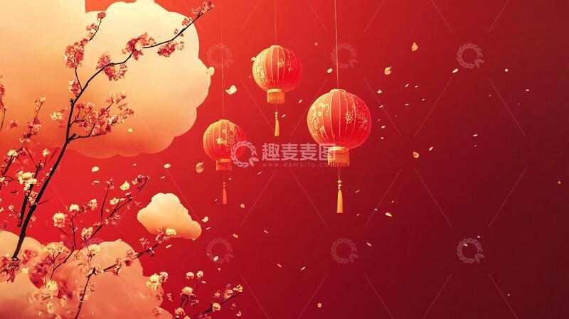 灯笼梅花背景图7