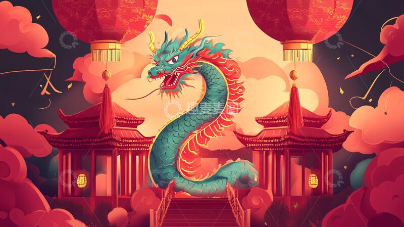 高清大图下载【趣麦麦图】龙年横版插画25