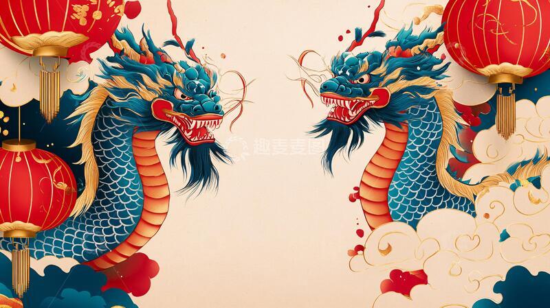 高清大图下载【趣麦麦图】龙年新春灯会图案