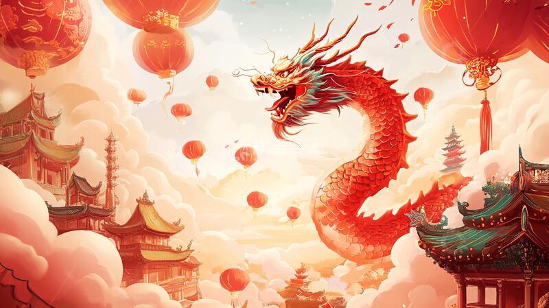 高清大图下载【趣麦麦图】-龙年横版插画24