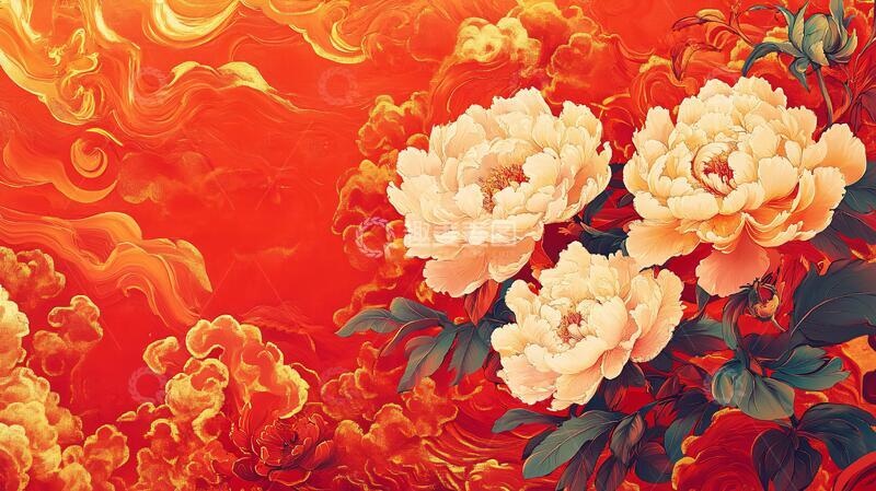 高清大图下载【趣麦麦图】花开富贵抽象牡丹花1