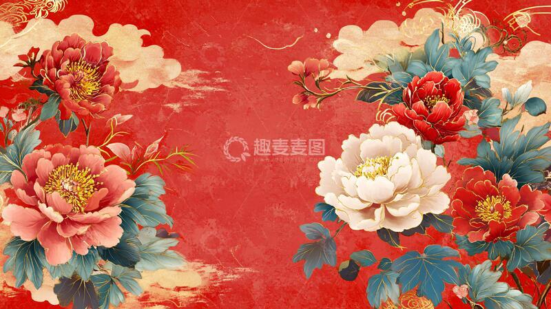 高清大图下载【趣麦麦图】牡丹背景图牡丹背景中式