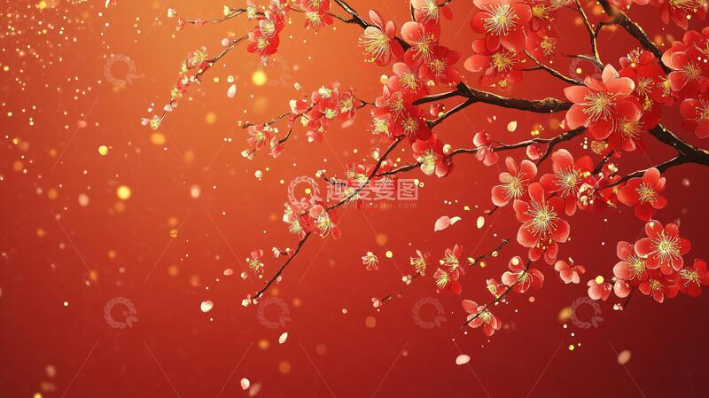 高清大图下载【趣麦麦图】梅花舞台背景3