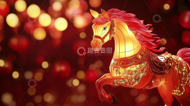 高清大图下载【趣麦麦图】马年片头背景骏马花灯