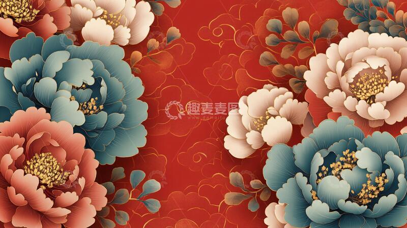 高清大图下载【趣麦麦图】花开富贵抽象牡丹花