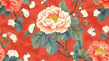 牡丹插画底纹
