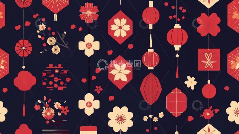 高清大图下载【趣麦麦图】春节新年底纹