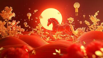 马年片头迎春金马背景