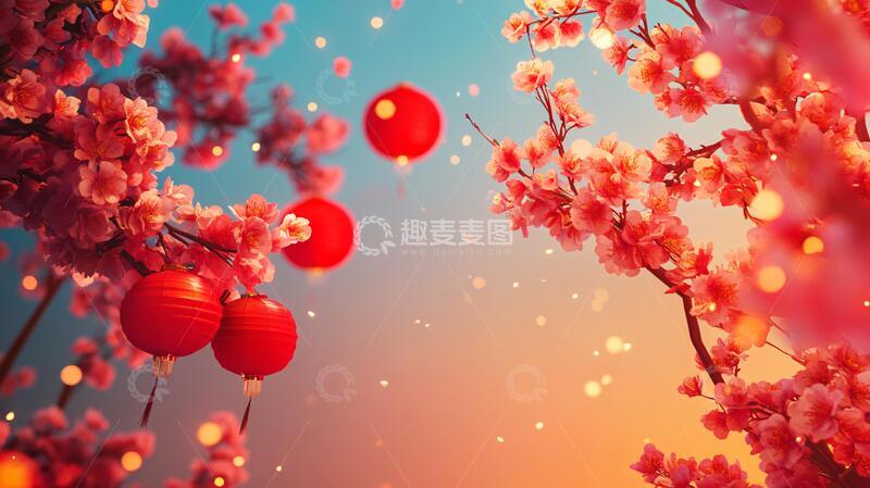 灯笼梅花背景图4