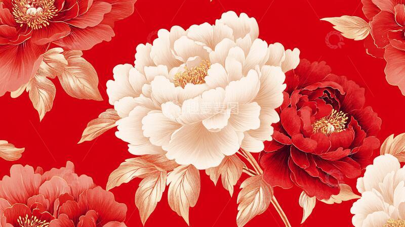 高清大图下载【趣麦麦图】牡丹花壁纸手绘壁纸质感