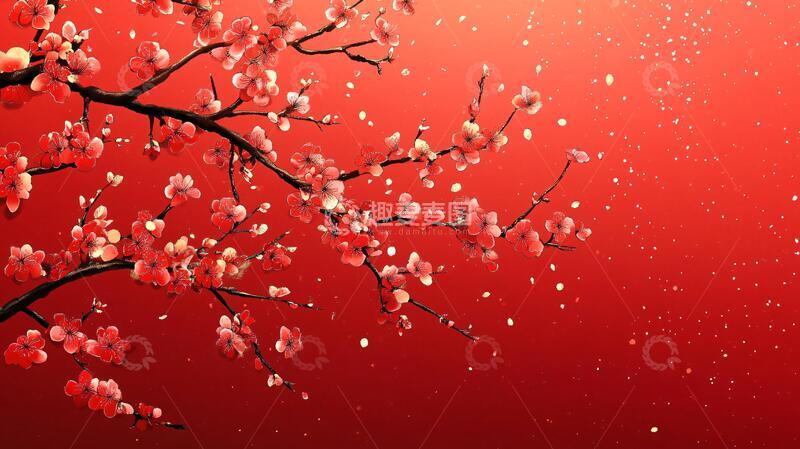 高清大图下载【趣麦麦图】冰雪红梅插画9