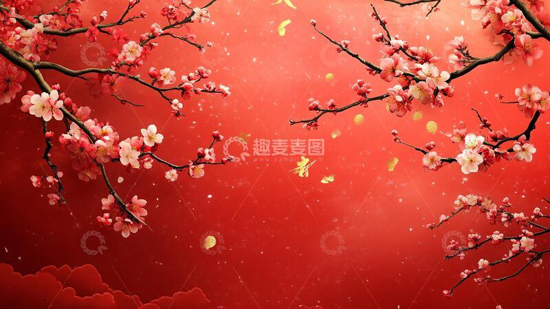 高清大图下载【趣麦麦图】梅花舞台背景2
