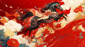 跃马迎春迎春福马骏马