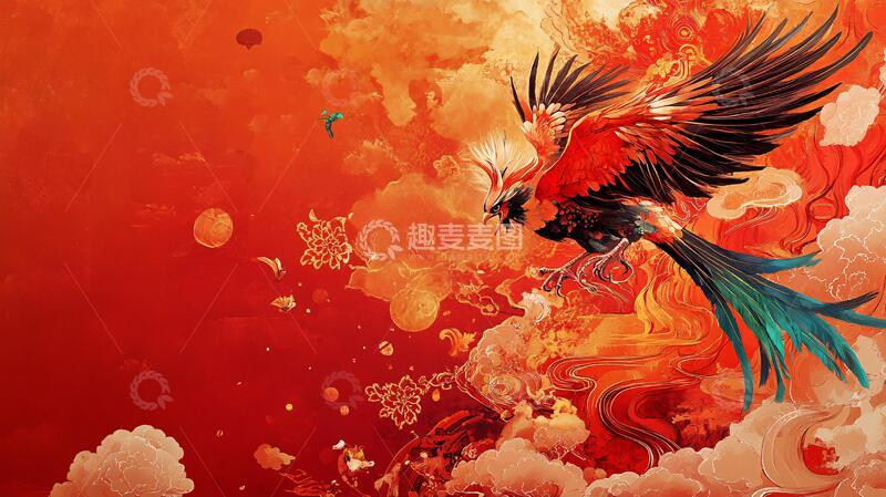 高清大图下载【趣麦麦图】凤凰朱雀插画7