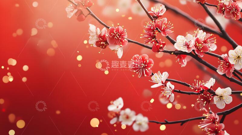 高清大图下载【趣麦麦图】梅花舞台背景