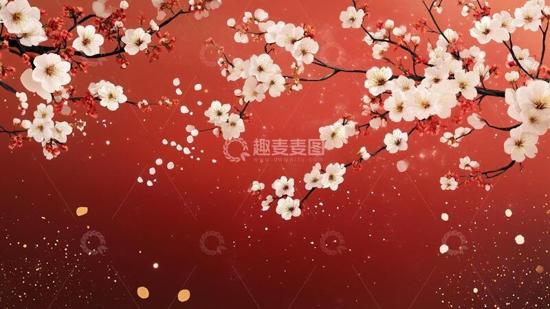 高清大图下载【趣麦麦图】梅花舞台背景1