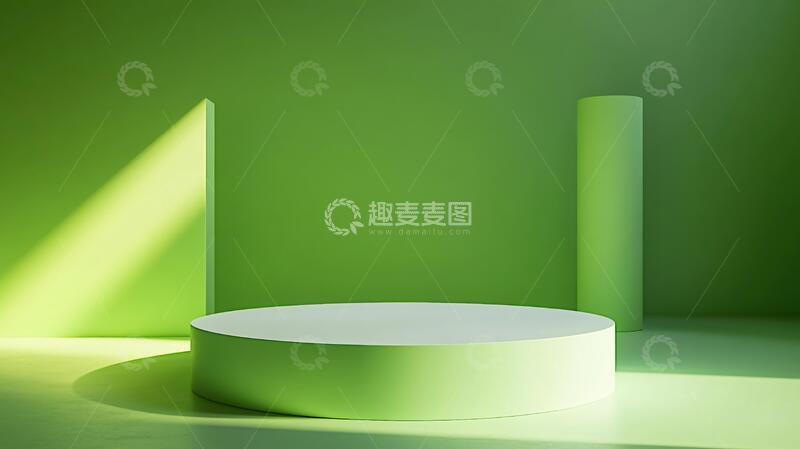 高清大图下载【趣麦麦图】简约秀场绿色讲台舞台