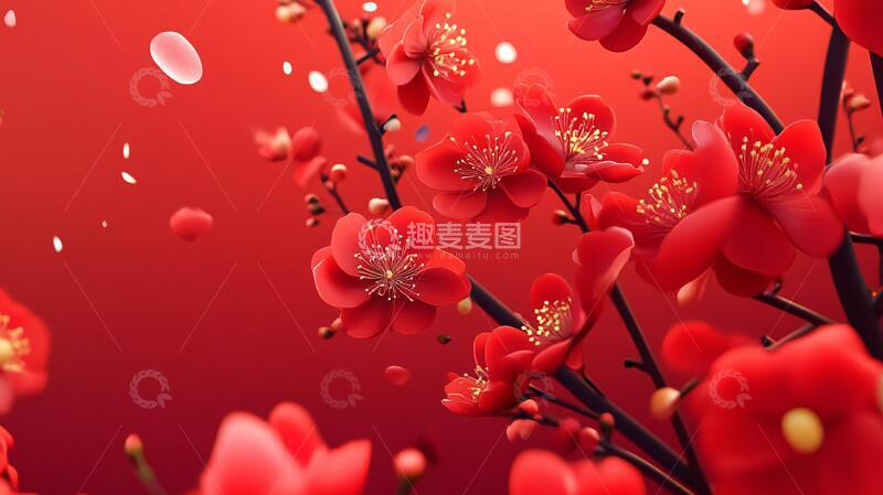 高清大图下载【趣麦麦图】立体梅花底纹1