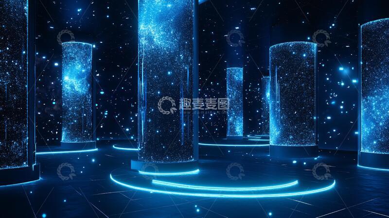 高清大图下载【趣麦麦图】蓝色科技舞台1