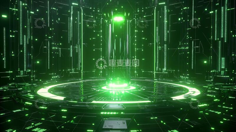 高清大图下载【趣麦麦图】科技感舞台舞台绿色背景