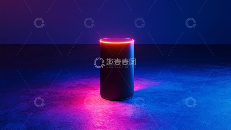 高清大图下载【趣麦麦图】霓虹灯展台场景立体粉色