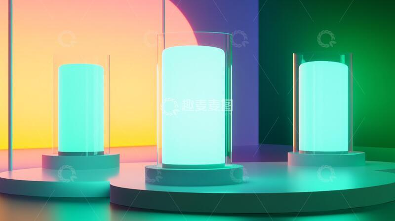 高清大图下载【趣麦麦图】-霓虹灯展台产品潮流舞台