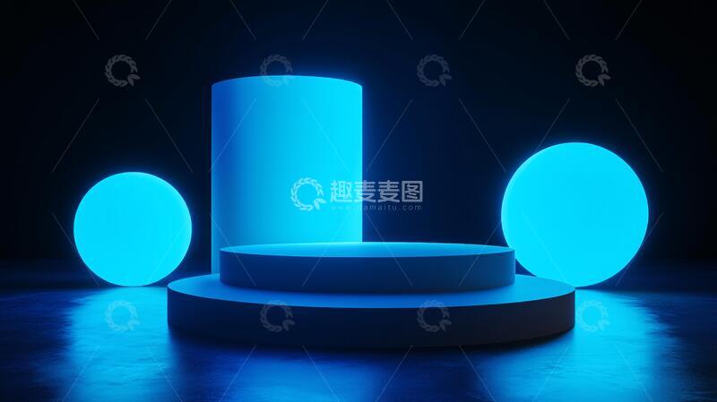 高清大图下载【趣麦麦图】蓝色的展示台2