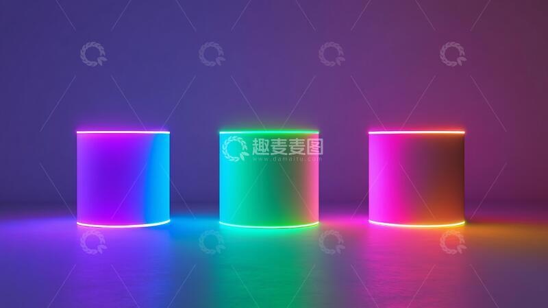 高清大图下载【趣麦麦图】霓虹灯堆景彩色灯光梦幻