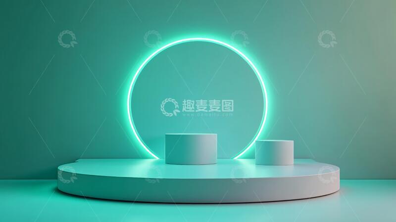 高清大图下载【趣麦麦图】霓虹灯展台讲台圆形平台