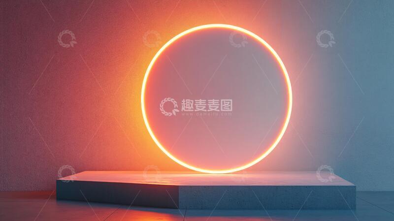 高清大图下载【趣麦麦图】霓虹灯展台平台粉色场景1