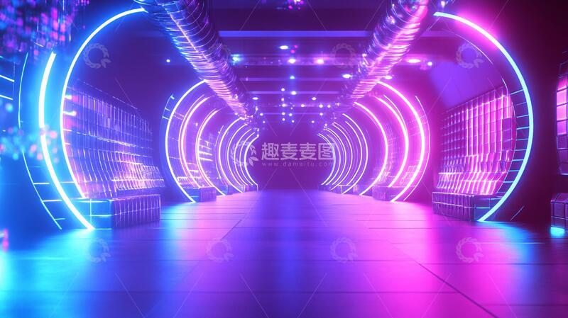 高清大图下载【趣麦麦图】流光溢彩的霓虹灯走廊13