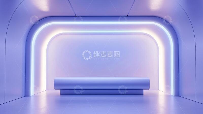 高清大图下载【趣麦麦图】霓虹灯展台前台蓝色场景