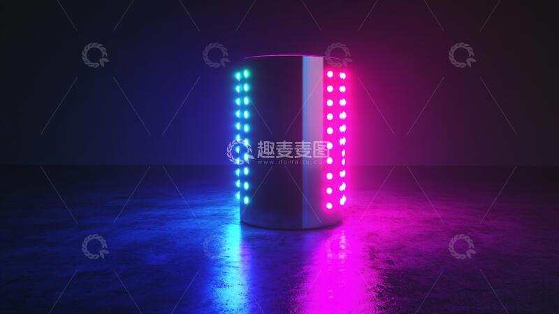 高清大图下载【趣麦麦图】霓虹灯展台光柱柜台地面