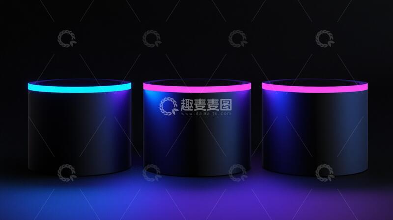 高清大图下载【趣麦麦图】霓虹灯展台立体粉色产品