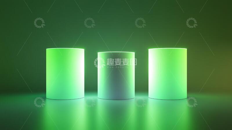 高清大图下载【趣麦麦图】发光展台绿色光柱后台