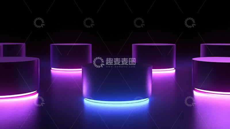 高清大图下载【趣麦麦图】霓虹灯展台讲台光影平台