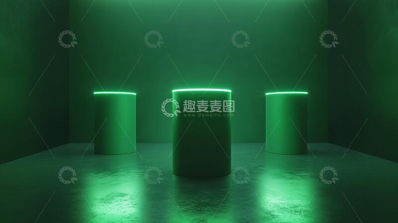 高清大图下载【趣麦麦图】霓虹灯展台绿色产品潮流