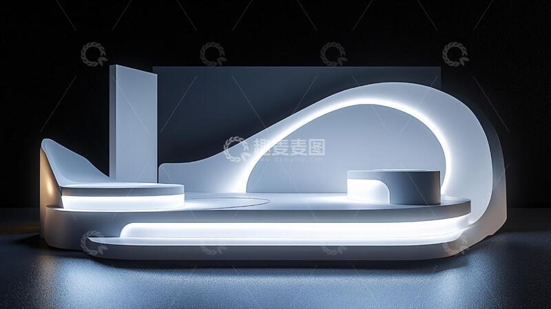 高清大图下载【趣麦麦图】霓虹灯展台前台科技模型