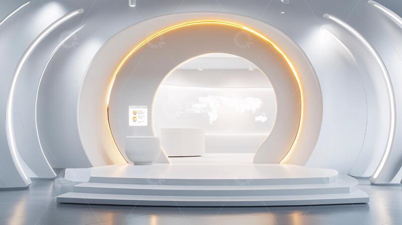 弧形前台科技展厅前台1