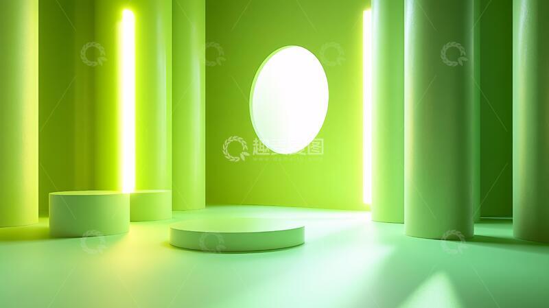 高清大图下载【趣麦麦图】简约秀场绿色舞台产品
