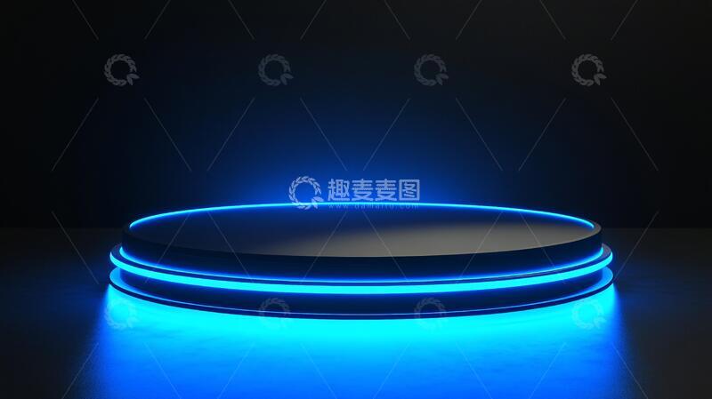 高清大图下载【趣麦麦图】发光展示台圆形蓝色科技