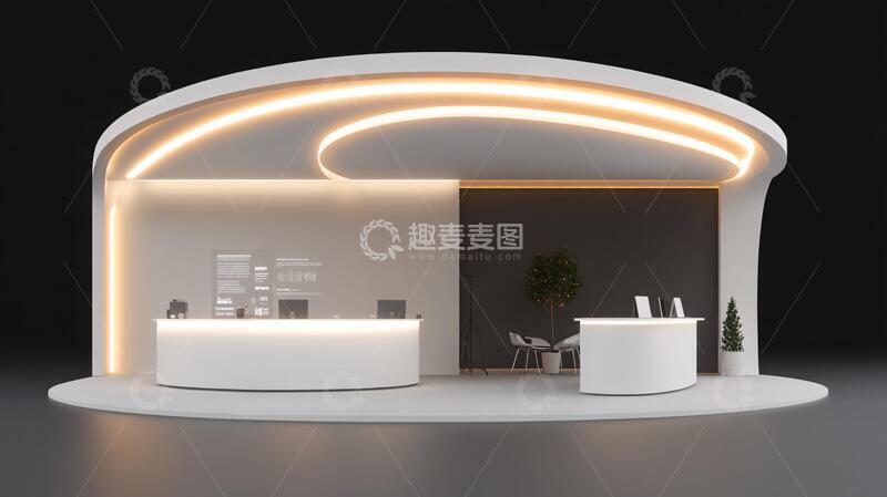 高清大图下载【趣麦麦图】创意展会弧形前台建模