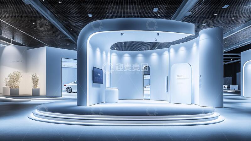 创意展会科技展厅蓝色