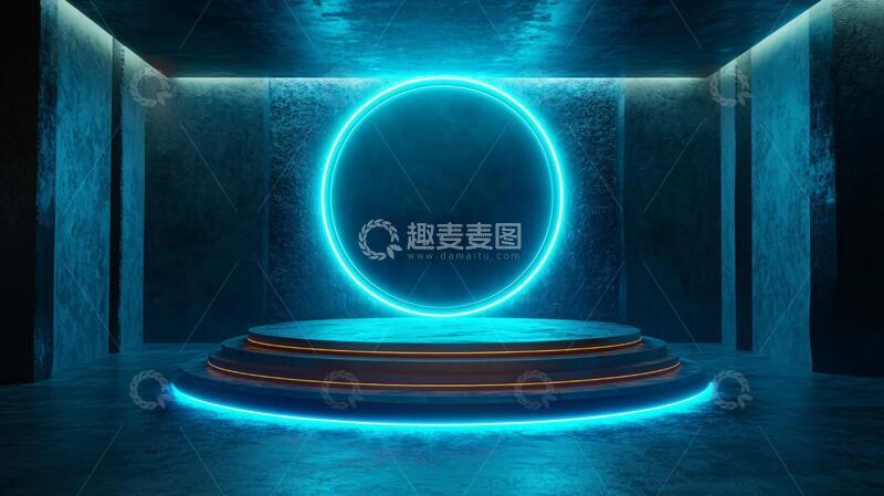 高清大图下载【趣麦麦图】霓虹灯展台圆形舞台科技