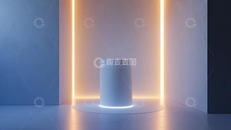 高清大图下载【趣麦麦图】霓虹灯展台讲台圆形产品
