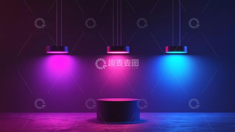 高清大图下载【趣麦麦图】霓虹灯展台舞台背景场景