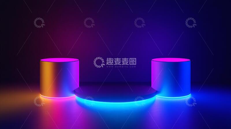 高清大图下载【趣麦麦图】霓虹灯展台平台讲台舞台