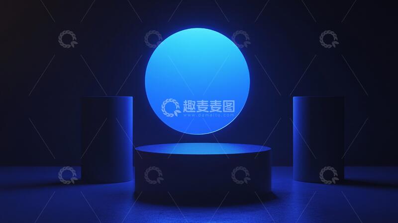 高清大图下载【趣麦麦图】霓虹灯展台场景立体讲台