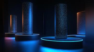 蓝色发光柱光柱光影蓝色